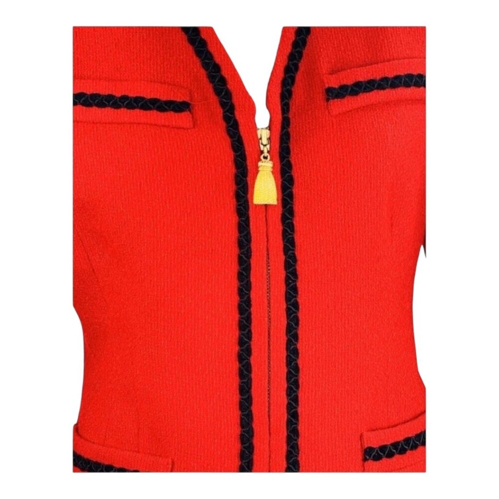 Georgiou Studio Vintage Red Wool/Nylon Womens Jacket With Gold Tassel Zipper - Picture 6 of 13